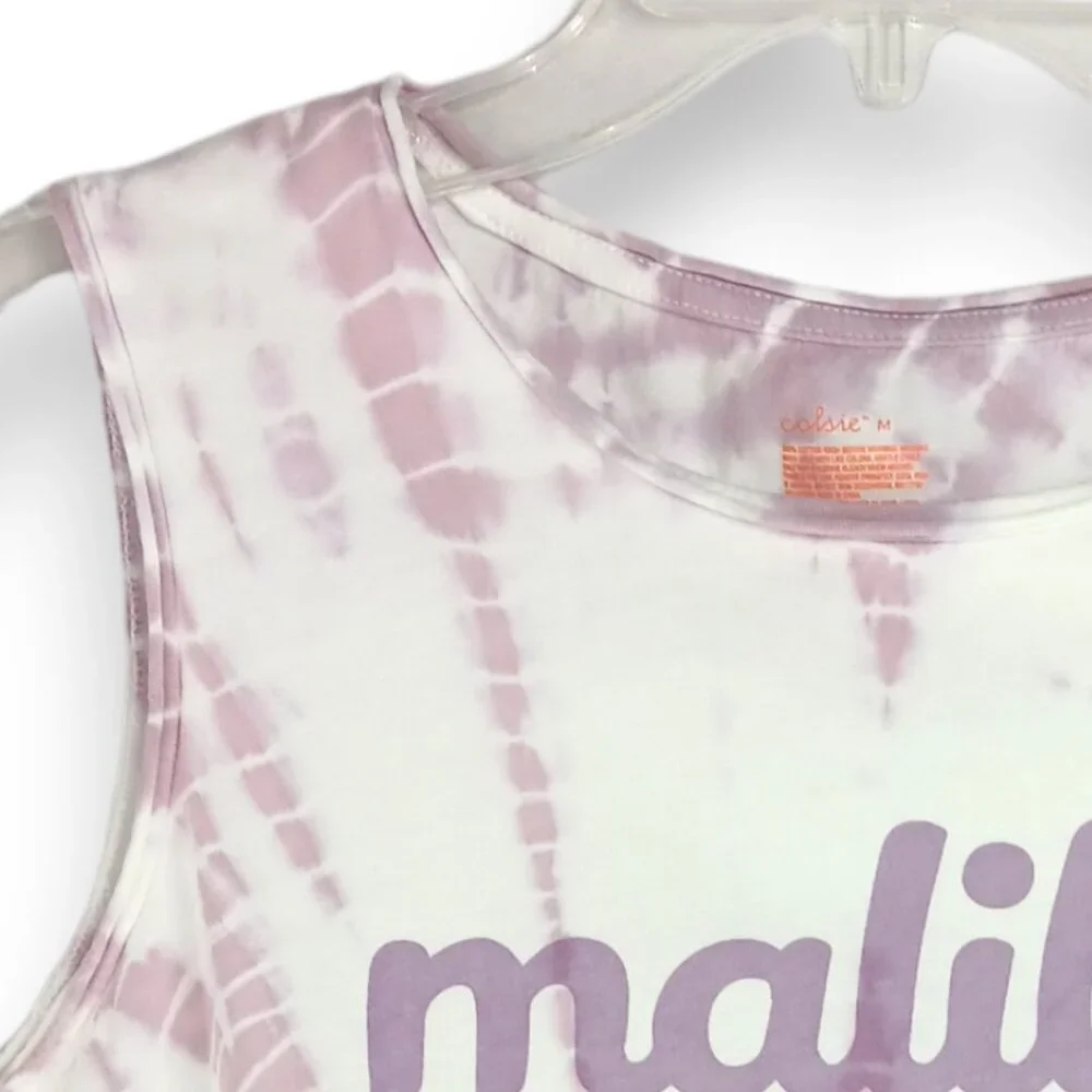 COLSIE-Crop Top Tank-Women's-MEDIUM-Purple-White-Casual-Summer-Cool-Comfort - Picture 2 of 5